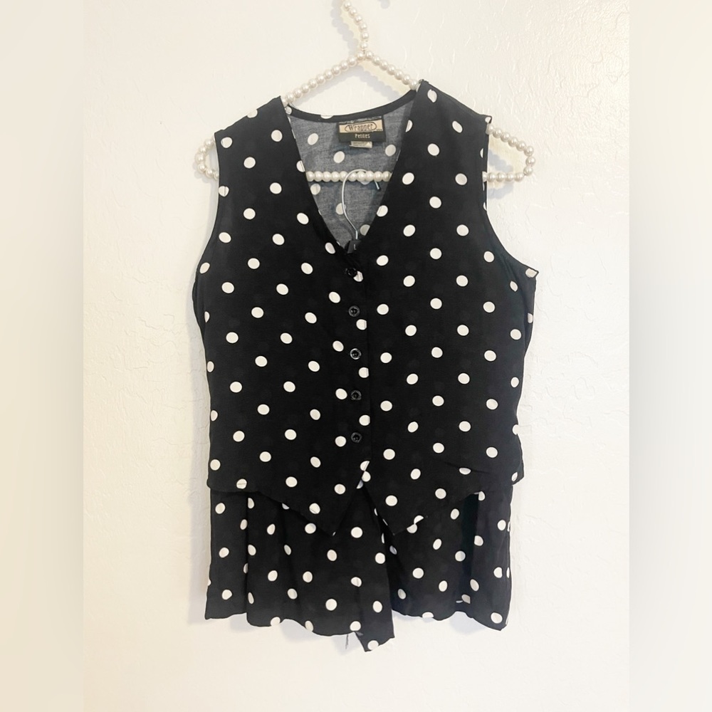 Vintage Wrapper Petite Polka Dot Short Set Size PS